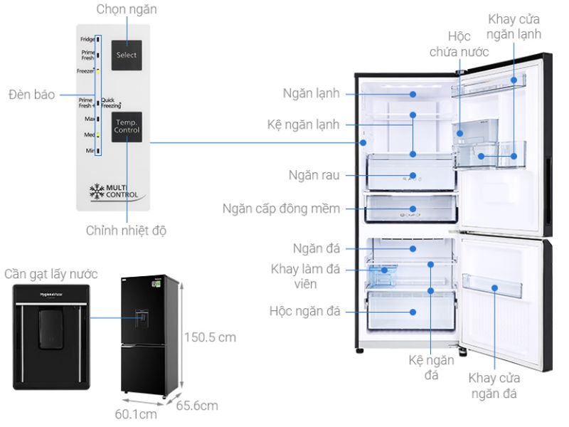 Tủ lạnh Panasonic NR-BV280WKVN 255 lít Inverter 