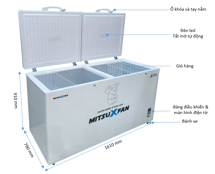  Tủ đông MITSUXFAN 1 ngăn Inverter - MF1-6666WWEI DUNG TÍCH 650 LÍT