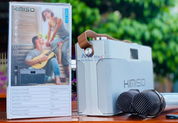Loa Xách Tay Karaoke Kimini KMS237 Đi Kèm 2 Micro Không Dây 
