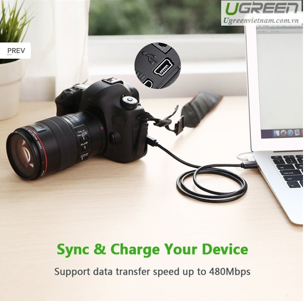 Cáp chuyển USB ra Mini USB dài 1,5m mạ vàng Ugreen 10385