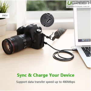 Cáp chuyển USB ra Mini USB dài 1,5m mạ vàng Ugreen 10385